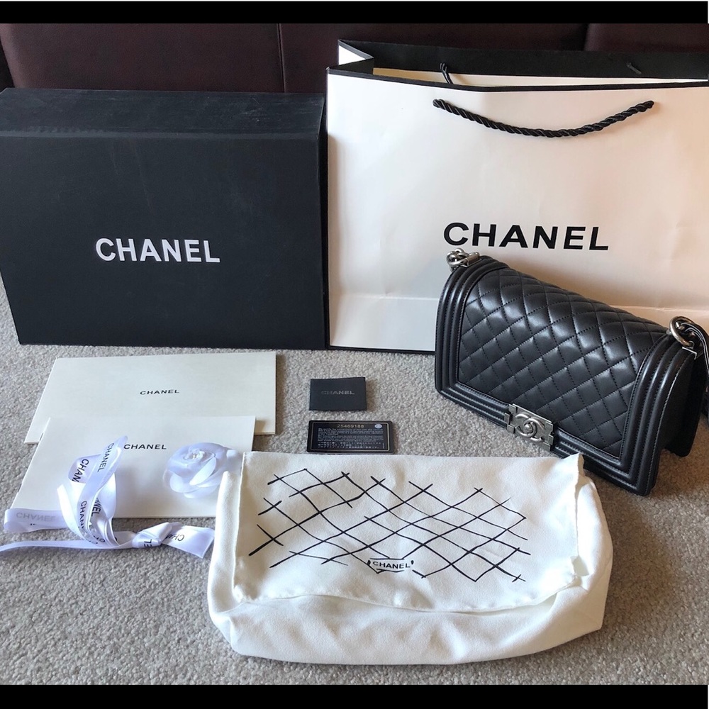 Chanel Boy Double Flap In Medium Black